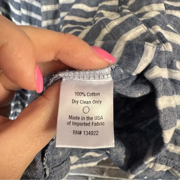 Emerson Fry FRANCES BLOUSE BLUE IVORY SAILOR STRIPE shirt top button front - Picture 9 of 11